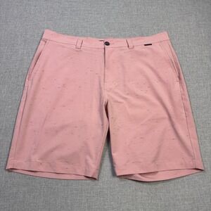 Travis Mathew Golf Chino Shorts Mens 36 Pink Polyester Cotton Spandex 10" Inseam